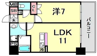シティスパイヤ新神戸【6階】の間取り