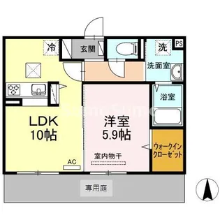 ポルトボヌール姪浜【1階】の間取り