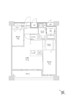 エンクレスト天神南PURE【13階】の間取り