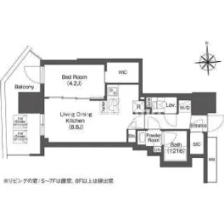 コンフォリア・リヴ本町WEST Q【13階】の間取り