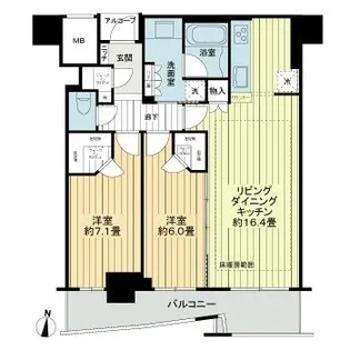 大阪府大阪市西区新町1丁目【マンション】の間取り