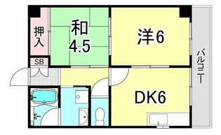 ミツワレジデンス甲子園口【2階】の間取り