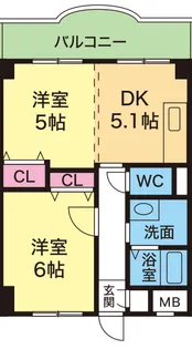 YKハイツ西明石北【5階】の間取り