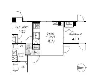 SOU三軒茶屋Ⅱ【2階】の間取り