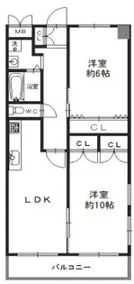 サカエハイツ六甲【3階】の間取り