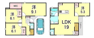 兵庫県西宮市六軒町【一戸建】の間取り