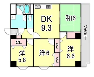 HACHIBUSE鳴尾【4階】の間取り
