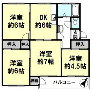 東舞子台ハイツ B棟【2階】の間取り