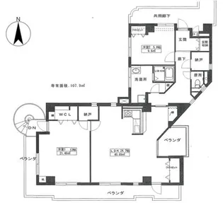 芦屋ニューコーポⅠ番館【8階】の間取り