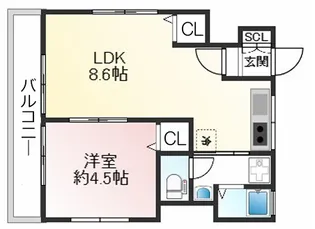 ラムール長田【5階】の間取り