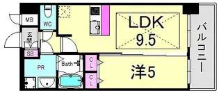 兵庫県神戸市中央区筒井町3丁目【マンション】の間取り