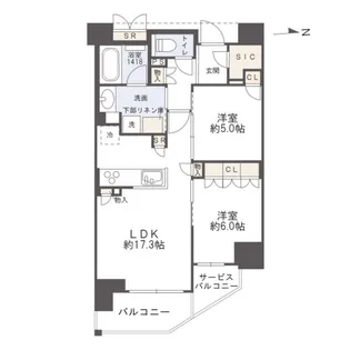 リバーガーデン四天王寺【2階】の間取り