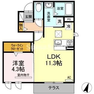 ハレクラニK B棟【1階】の間取り