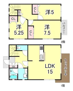兵庫県神戸市東灘区深江南町1丁目【テラスハウス】の間取り