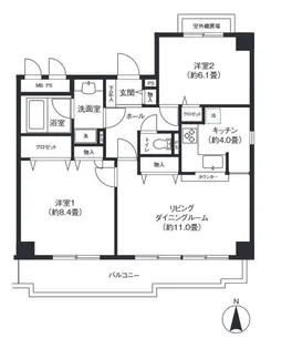 ガーデンコート下馬【2階】の間取り