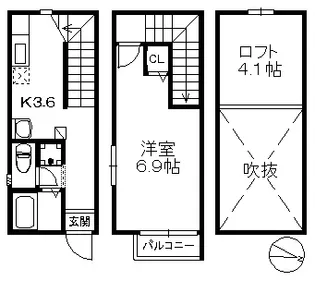 1Kの間取り画像