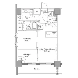 ザ・パークハビオ恵比寿プレイス【7階】の間取り