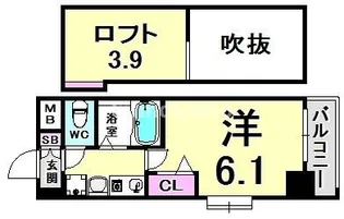 エステムコート神戸県庁前Ⅲフィエルテ【4階】の間取り