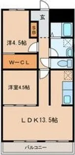 ハイツニュー多聞【2階】の間取り