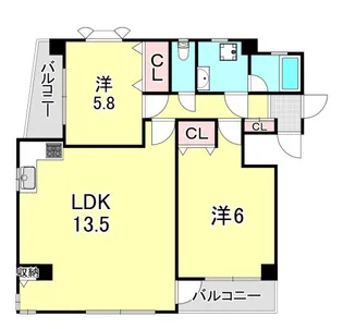 芦屋ニューコーポⅠ番館【3階】の間取り