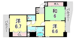 サンコート住吉駅前【4階】の間取り