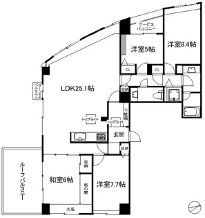 ネクサスシーサイド百道2号棟【10階】の間取り