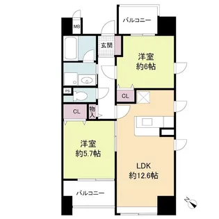 レジディア天神南【14階】の間取り