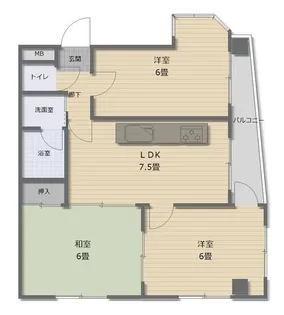 ウエストコート芦屋【3階】の間取り