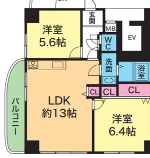 YK ハイツ中崎【3階】の間取り