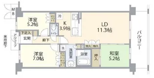 ローレルコート芦屋【1階】の間取り
