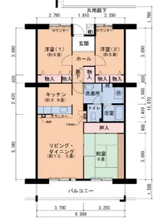 グリーンヒルズ鷹取1号棟【1階】の間取り