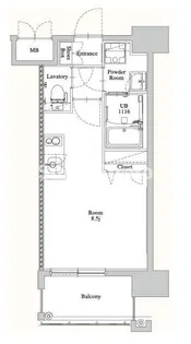 エンクレスト天神LIFE【4階】の間取り