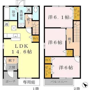 兵庫県明石市野々上3丁目【テラスハウス】の間取り