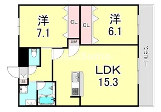 エバーグレイス西宮Ⅲ【4階】の間取り