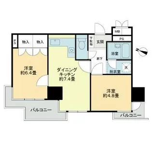 ライオンズマンション三宮磯上公園【4階】の間取り