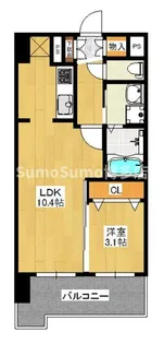 レジディア博多東 旧ベルファース博多東【9階】の間取り