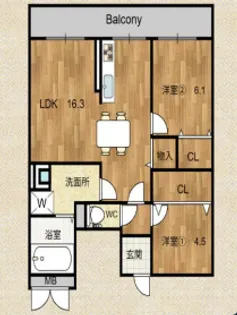 ラポール境川【4階】の間取り