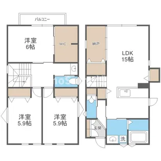 福岡県福岡市早良区西新5丁目【テラスハウス】の間取り