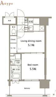 エンクレスト薬院LUCE【10階】の間取り