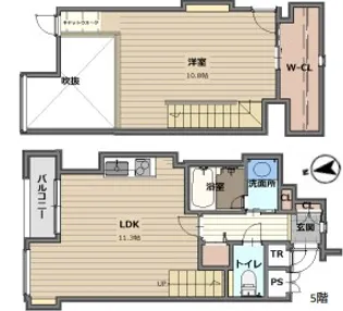 大阪府大阪市浪速区幸町3丁目【マンション】の間取り