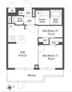 ブランシエスタ用賀【1階】の間取り