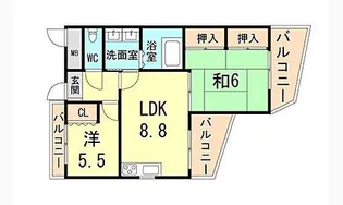 兵庫県神戸市灘区岩屋北町7丁目【マンション】の間取り