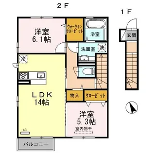 兵庫県神戸市垂水区福田4丁目【アパート】の間取り