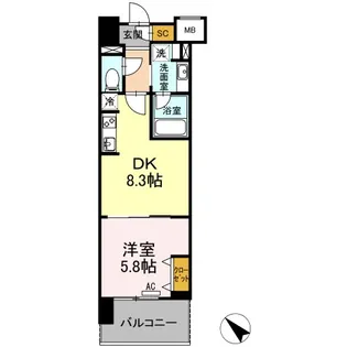 ウィスタリア レジデンス 博多【9階】の間取り