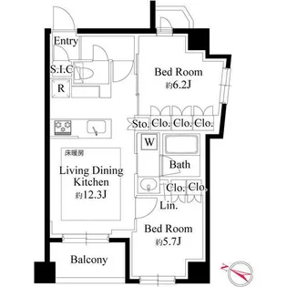 343レジデンス目黒Ⅰ(オープンレジデンシア)【8階】の間取り