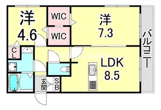兵庫県神戸市東灘区森南町1丁目【マンション】の間取り