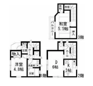 東京都世田谷区代沢1丁目【一戸建】の間取り