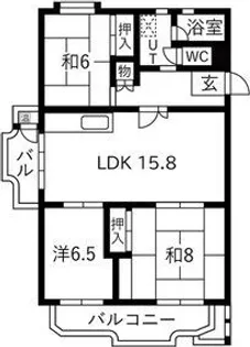 明石大窪住宅4号棟【4階】の間取り