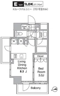 レジディア目黒Ⅳ【7階】の間取り