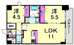 兵庫県神戸市中央区御幸通2丁目【マンション】の間取り